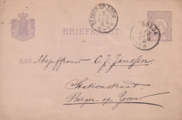 Briefkaart 12 Dec 1889 Breda (postkantoor Kleinrond) Naar Bergen Op Zoom (kleinrond) - Marcophilie