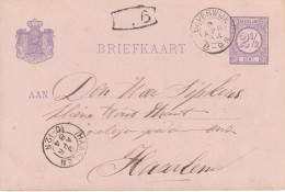 Briefkaart 9 Apr 1884 Beverwijk (postkantoor Kleinrond) Naar Haarlem (kleinrond) Besteller Postbus (zonder Letter) - Storia Postale