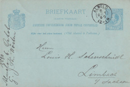 Briefkaart 6 Okt 1890 Almelo (postkantoor Kleinrond) Naar  Limbach - Poststempel