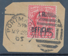 GB OFFICIALS EVII 1d Red With Overprint „I.R. / OFFICIAL“ Superb Used Piece With Duplex Postmark „PORTMADOC / 031“, Carn - Dienstmarken