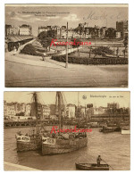 Lot 2 X CPA Blankenberghe Blankenberge Tennis En Gaanderij Haven Visserij Vissersboot Bateau Bateaux De Peche - Blankenberge