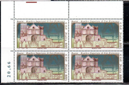 ITALIA REPUBBLICA ITALY REPUBLIC 1999 GIUBILEO 2000 RIAPERTURA BASILICA SAN S. FRANCESCO DI ASSISI QUARTINA ANGOLO MNH - 1991-00: Mint/hinged