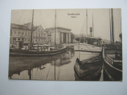 GREIFSWALD , Hafen Mit Schiff : Delpfhin   , Schöne Karte  Um  1921 - Greifswald