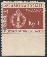 Italy Social Republic RSI Pacchi Postali Militari Soldiers Parcel Post 1Kg Value #LP1 No Gum Bordo Foglio Sheet Margin - Pacchi Postali