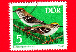 GERMANIA - DDR - Usato - 1973 - Uccelli Canterini Protetti - Fiorrancino Comune (Regulus Ignicapillus) - 5 - Gebraucht