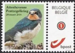 Mystamp/Duostamp** Hirondelle De Cheminée/Boerenzwaluw/Rauchschwalbe - Attenhovense Kring - Timbre Foncé / Donkere Zegel - Golondrinas