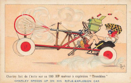 Illustrateur - Mich - Charley Fait De L'Auto Sur Sa 100 HP Moteur à Explosion Tromblon - Mich