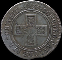 LaZooRo: Switzerland FREIBURG 5 Rappen 1831 XF Struck On Older Type - Silver - Fribourg