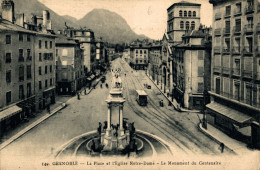 N43 - 38 - GRENOBLE - Isère - La Place Et L'Église Notre-Dame - Le Monument Du Centenaire - Grenoble