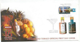 Trinidad Tobago FDC 27jan2000 Angostura Drink Cpl 3v Set Bottle Shape - Vins & Alcools