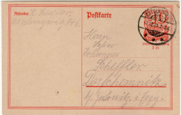 GERMANY WEIMAR REPUBLIC 1921 POSTCARD  MiNr P 141 I SENT TO DORFCHEMNITZ - Postcards