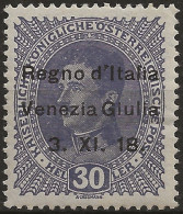 TRVG9L - 1918 Terre Redente - Venezia Giulia, Sassone Nr. 9, Francobollo Nuovo Con Traccia Di Linguella */ - Venezia Julia