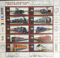 South Africa 2010 Railways Anniversary Trains Sheetlet MNH - Nuovi