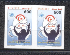 Tunisie 2013- Commémoration De La Déclaration Univrselle Des Droits De L'Homme Paire Non Dentelé - Tunisia (1956-...)