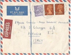 UK Express Airmail CV Trumpington 12jun1973 To Italy With Machin P.5 + P10 Pair - Lettres & Documents