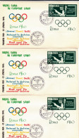 SPAIN EXILE ,3X COVERS  FDC  OLYMPIC GAMES  ROMA 1960  IMPERFORATED  + LABELS ,ROMANIA - FDC