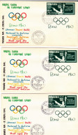 SPAIN EXILE ,3X COVERS  FDC  OLYMPIC GAMES  ROMA 1960  PERFORATED  + LABELS ,ROMANIA - FDC