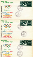 SPAIN EXILE ,3X COVERS  FDC  OLYMPIC GAMES  ROMA 1960  PERFORATED   ,ROMANIA - FDC