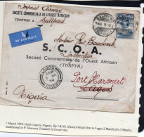 GOLD COAST -  1939 - IMPERIAL AIRWAYS  COVER TO LAGOS REDIRECTED TO PORT HARCOURT WITH BACKSTAMP - Goldküste (...-1957)