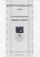 Germany Deutschland 1983-22 First Day Sheet ETB Martin Luther, Bonn - 1981-1990