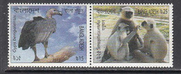 2012 Bangladesh Fauna Vultures Monkeys Complete Pair1 MNH - Bangladesh