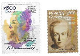 #2589 CHILE 2021 SPAIN-CHILE JOINT ISSUE LITERATURE GABRIELA MISTRAL YV 2173   MNH - Cile