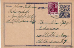 GERMANY WEIMAR REPUBLIC 1922 POSTCARD  MiNr P 146  SENT TO FUERTH - Cartes Postales