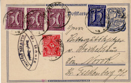 GERMANY WEIMAR REPUBLIC 1922 POSTCARD  MiNr P 146  SENT  FROM SLAVITZ / PÓŁWIEŚ OPOLE / - Briefkaarten