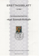 Germany Deutschland 1983 First Day Sheet ETB, Karl Schmidt-Rottluff, German Expressionist Painter And Printmaker, Berlin - 1981-1990