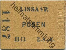 Polen - Lissa I. P. - Posen - Fahrkarte III. Cl 2,8 M 10.1.84 - Europe