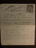 CL EP TELEGRAPHE 50 OBL. BLEUE 8 AOUT 95 PARIS Bard VOLTAIRE Pour Henri SAINT-DENIS Presse Régimentaire Caserne Penthièv - Pneumatic Post