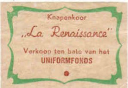 Dutch Matchbox Label, Knapenkoor La Renaissance, Verkoop Ten Bate Van Het UNIFORMFONDS, Holland, Netherlands - Boites D'allumettes - Etiquettes