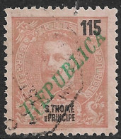 St. Thomas And Prince – 1920 King Carlos Overprinted REPUBLICA 115 Réis Used Stamp - St. Thomas & Prince