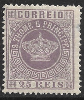 St. Thomas & Prince – 1881 Crown Type 25 Réis Mint Never Hinged Stamp - St. Thomas & Prince