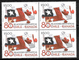 #2590A CHILE 2021 CANADA-CHILE  DIPLOMATIC RELATIONS ANIV  FLAGS BLOCx 4 YV 2175   MNH - Cile