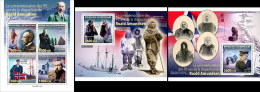 Centrafrica 2023, Explorers, Amundsen, 4val In BF +2BF - Polar Explorers & Famous People