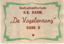 Dutch Matchbox Label, Vogelenzang- North Holland, Instrumentarium R. K. HARM, DE Vogelenzang, DANK U, Holland Netherland - Boites D'allumettes - Etiquettes