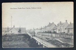 Falkland Islands Stanley John Street, Middle Road Old Postcard Circa 1920s - Falklandeilanden