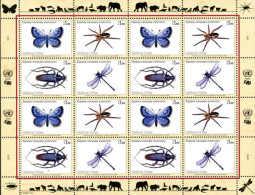 O.N.U. Genève 2009 - Espèces Menacées - Insectes - Feuillet De 4 X 4 V. - Butterflies