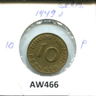 10 PFENNIG 1949 J ALLEMAGNE Pièce GERMANY #AW466.F.A - 10 Pfennig