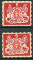 DANZIG 1922 Large Arms 9 Mk. Upright And Sideways Watermarks LHM / *.  Michel 99X+Y - Mint