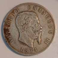 ITALIE - KM 8 - 5 LIRE 1874 M - VICTOR EMMANUEL II - 095821 - TB - 1861-1878 : Víctor Emmanuel II