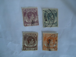 STRAITS SETTLEMENTS MALAYA   4  USED STAMPS KINGS    WITH POSTMARK - Straits Settlements