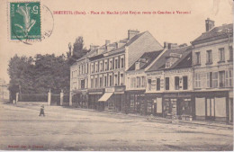 27 - EURE -  BRETEUIL - PLACE DE MARCHE - ROUTE DE CONCHES A VERNEUIL - COMMERCES MAGASIN - IMPRIMERIE EPICERIE MERCERIE - Breteuil