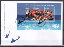 CROATIA 2024,SPORT,WATER POLO WORLD CHAMPION,BARACUDAS-WAY TO GO,BLOCK,FDC - Croatie