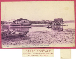 Malay Village On The Rochor River, Houses Kampong, Fishing Singapore No 42_CPA Vintage 1900's_(n°PCard491)_cpc - Singapore