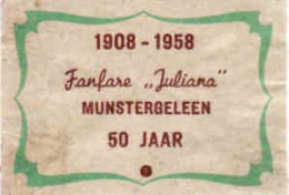 Dutch Matchbox Label, MUNSTERGELEEN - Limburg, Fanfare Juliana 1908 - 1958 50 Jaar, Holland, Netherlands - Boites D'allumettes - Etiquettes