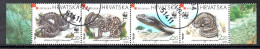 Croatia 1999, Used, Michel 500 - 503, Strip Of 4, Fauna, Snake - Kroatië