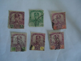 JOHORE   MALAYSIA  USED 6  STAMPS KINGS  WITH  POSTMARKS - Johore