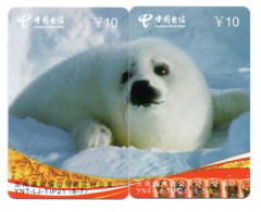 Phoque Puzzle 2 Télécartes Chine China Phonecard  Telefonkarte (P 65) - China